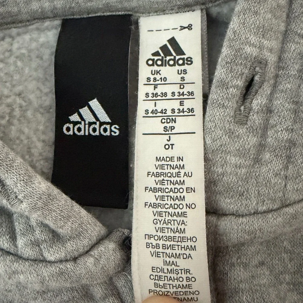 Adidas Womens Essentials 3-Stripes Fleece Tracksuit Grey Black Small Set - Picture 4 of 9